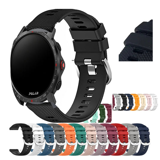 Polar Textured Silicone Sport Band in Solid and Two-Tone Colors — Color and buckle selection