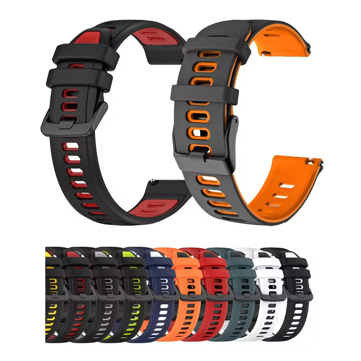 Polar Two-Tone Silicone Watch Band with Rectangular Holes — Two-tone color selection
