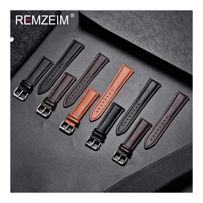 Polar Calfskin Leather Watch Band with Silver Buckle — Leather color and stitching selection