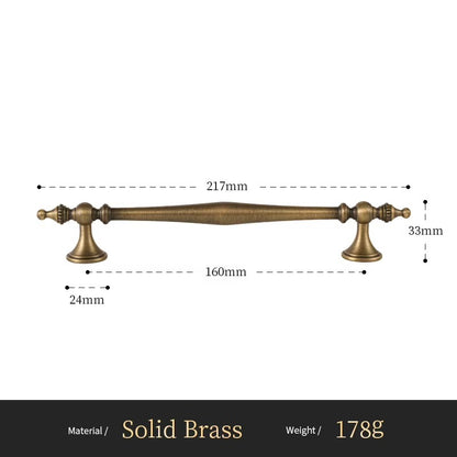 Beaded solid brass cabinet pull size diagram, 160mm hole spacing