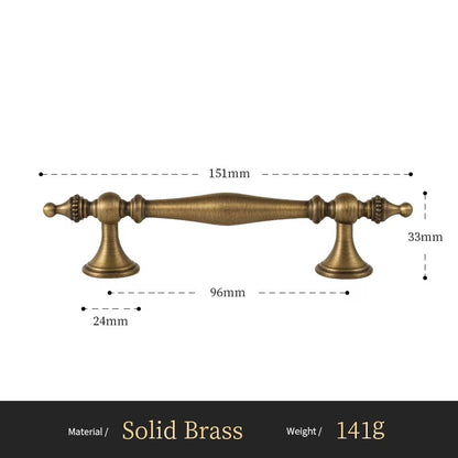 Beaded solid brass cabinet pull size diagram, 96mm hole spacing