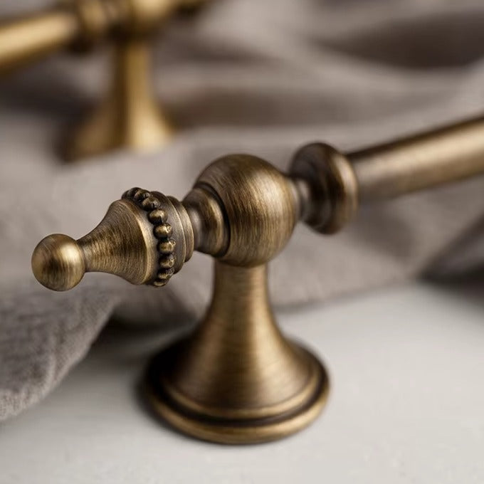 Beaded solid brass cabinet pull in antique brass