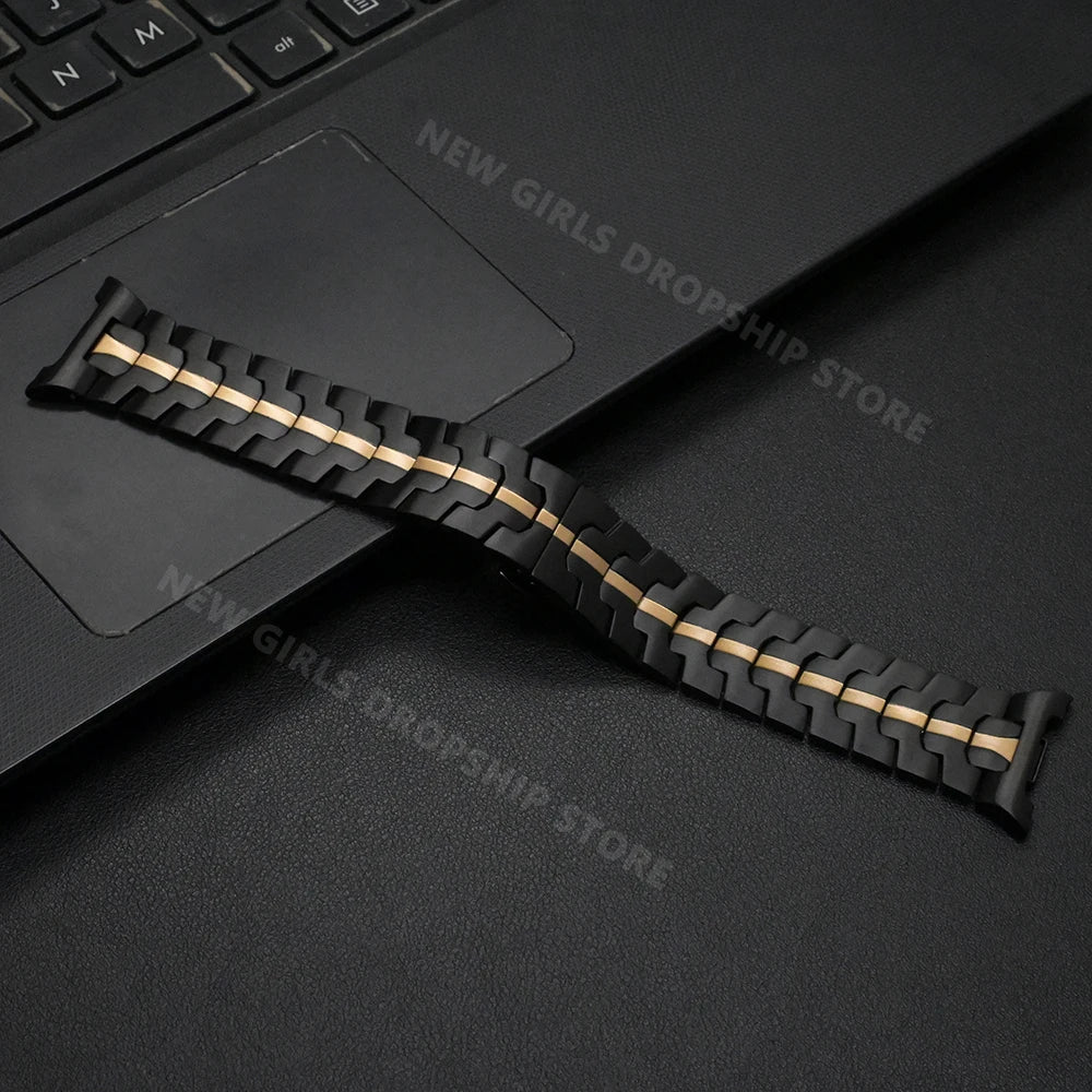Slim-Stripe Stainless Steel Band in Black / Gold Stripe for Samsung Galaxy Watch8, Watch8 Classic and Watch9