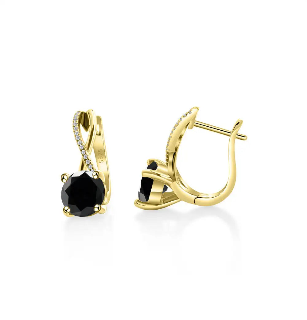 Moissanite Crossover Leverback Earrings in Sterling Silver — Black — BandsCo Straps