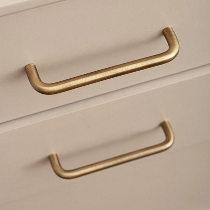 U-shaped solid brass wire cabinet pull in antique brass