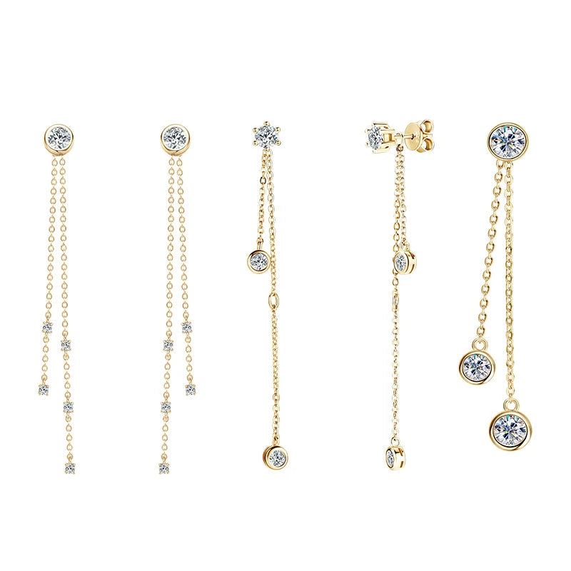 Moissanite Chain Tassel Earrings in Sterling Silver — Chain tassel style comparison