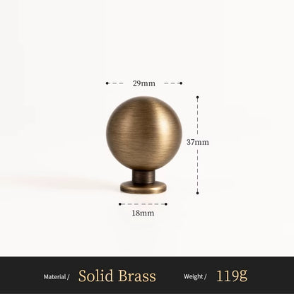 Classic Ball solid brass cabinet knob size diagram, 29mm wide