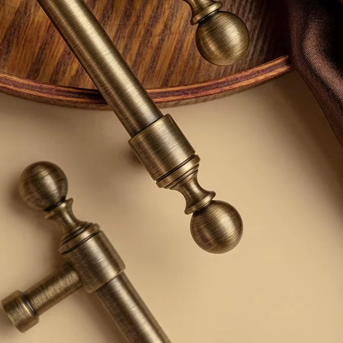 Classic ball solid brass cabinet pull in antique brass