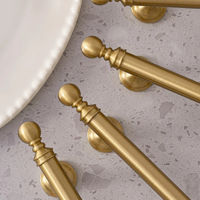 Classic ball solid brass cabinet pull in brushed brass