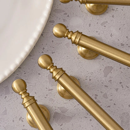 Classic ball solid brass cabinet pull in brushed brass