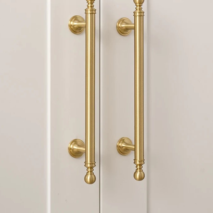 Classic ball solid brass cabinet pull in brushed brass