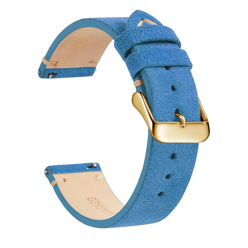 COROS Suede Leather Band with Buckle Color Options – Sky Blue / Gold Buckle