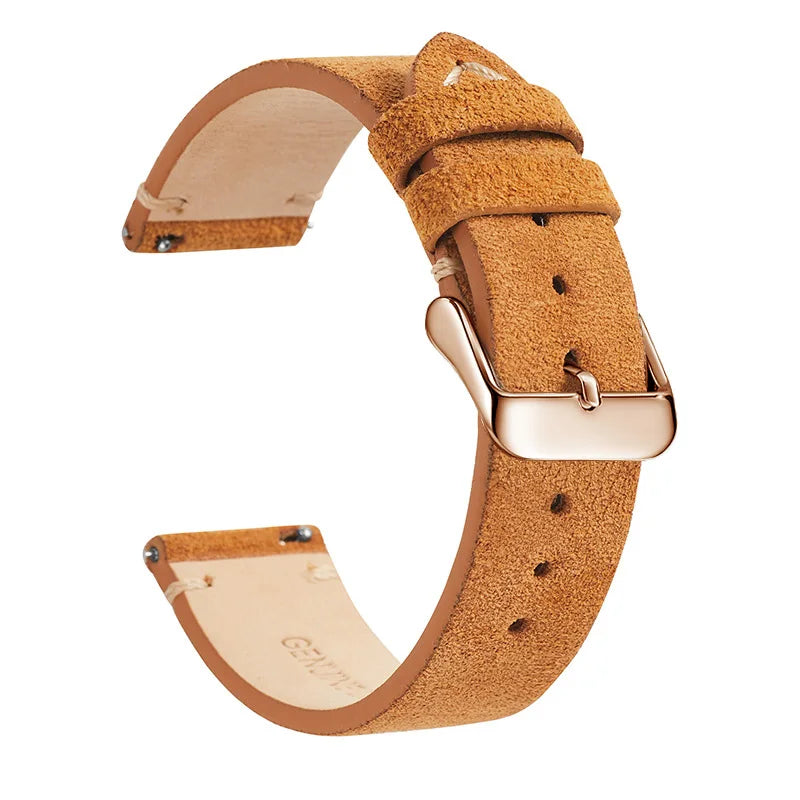 COROS Suede Leather Band with Buckle Color Options – Tan Brown / Rose Gold Buckle