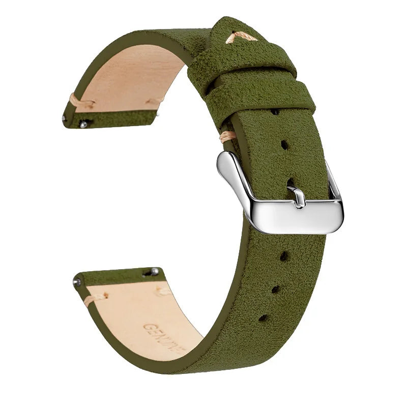 COROS Suede Leather Band with Buckle Color Options – Olive Green / Silver Buckle