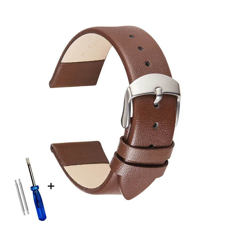COROS Classic Leather Band with Silver Buckle – Brown