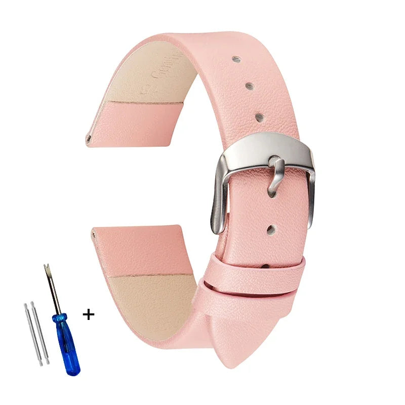 COROS Classic Leather Band with Silver Buckle – Pink