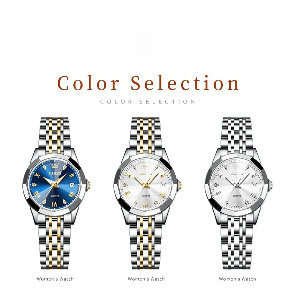Women's Faceted Bezel Quartz Bracelet Watch — Three watch color options — BandsCo Straps