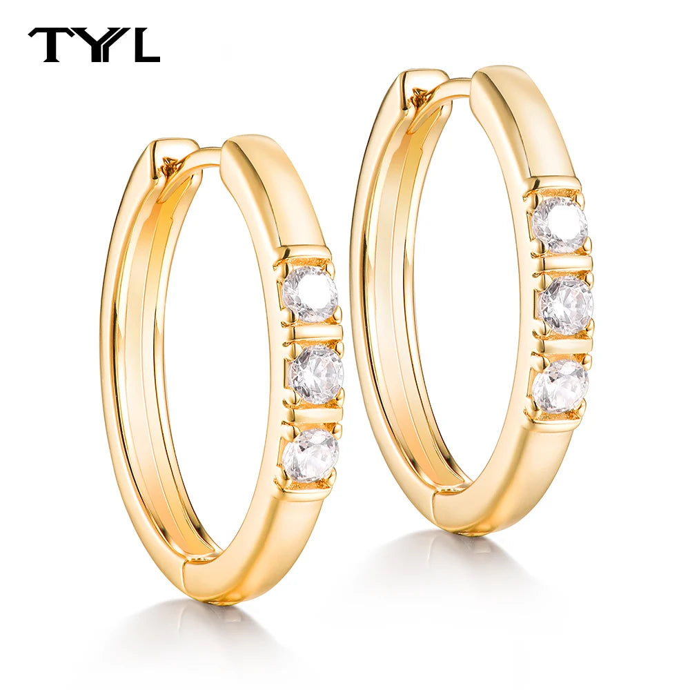Moissanite Hoop & Drop Earrings in Sterling Silver — Gold-Tone 20mm hoops
