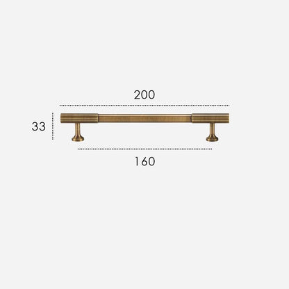 Fluted solid brass cabinet pull size diagram, 160mm hole spacing