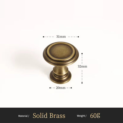 French Spire solid brass round cabinet knob size diagram, 31mm wide
