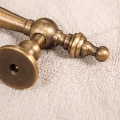 French spire solid brass round cabinet knob in antique brass
