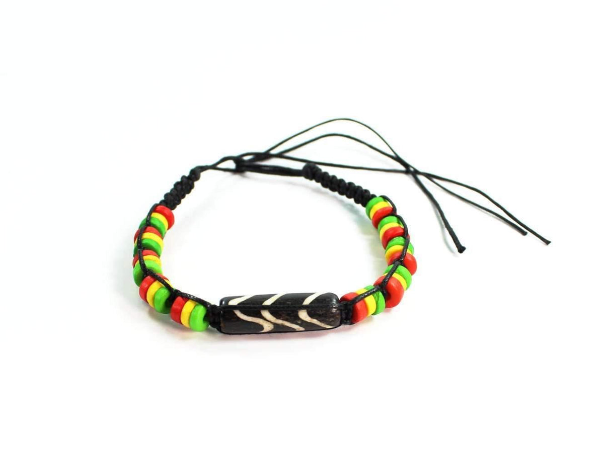 Friendship Bracelet Adjustable Beaded Rasta Hemp Cord — black