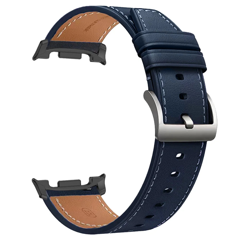 Smooth Stitched Leather Band in Navy Blue / Black Connectors for Samsung Galaxy Watch8, Watch8 Classic and Watch9