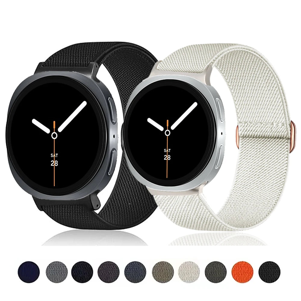 Black and white nylon slider loops with color previews