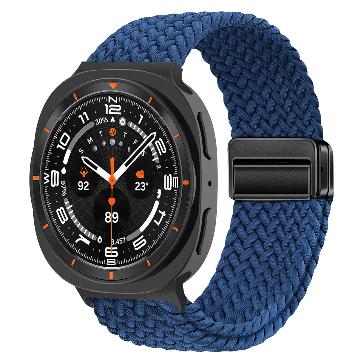 Braided Nylon Adjustable Buckle Band in Atlantic Blue / Black Clasp for Samsung Galaxy Watch8, Watch8 Classic and Watch9