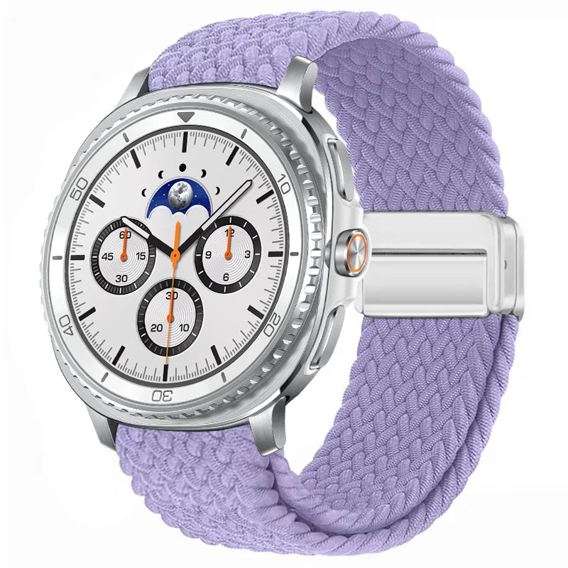 Braided Nylon Clasp Band in Lavender / Silver Clasp for Samsung Galaxy Watch8, Watch8 Classic and Watch9