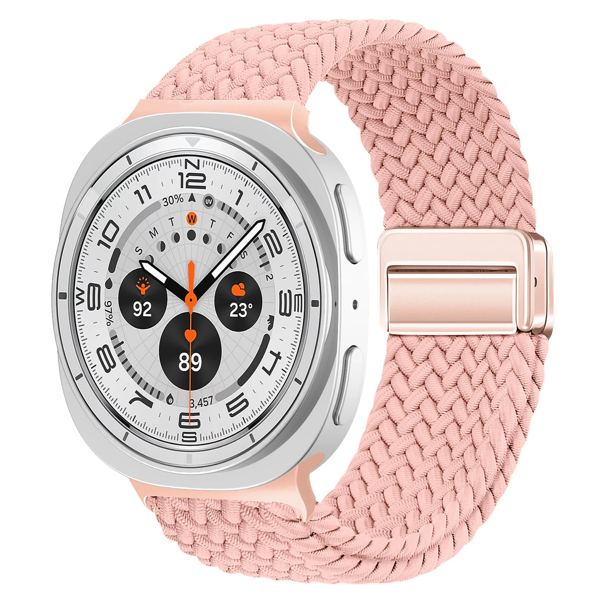 Braided Nylon Adjustable Buckle Band in Pink Sand / Rose Gold Clasp for Samsung Galaxy Watch8, Watch8 Classic and Watch9