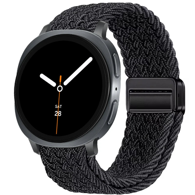 Braided Nylon Clasp Band in Black Marled / Black Clasp for Samsung Galaxy Watch8, Watch8 Classic and Watch9