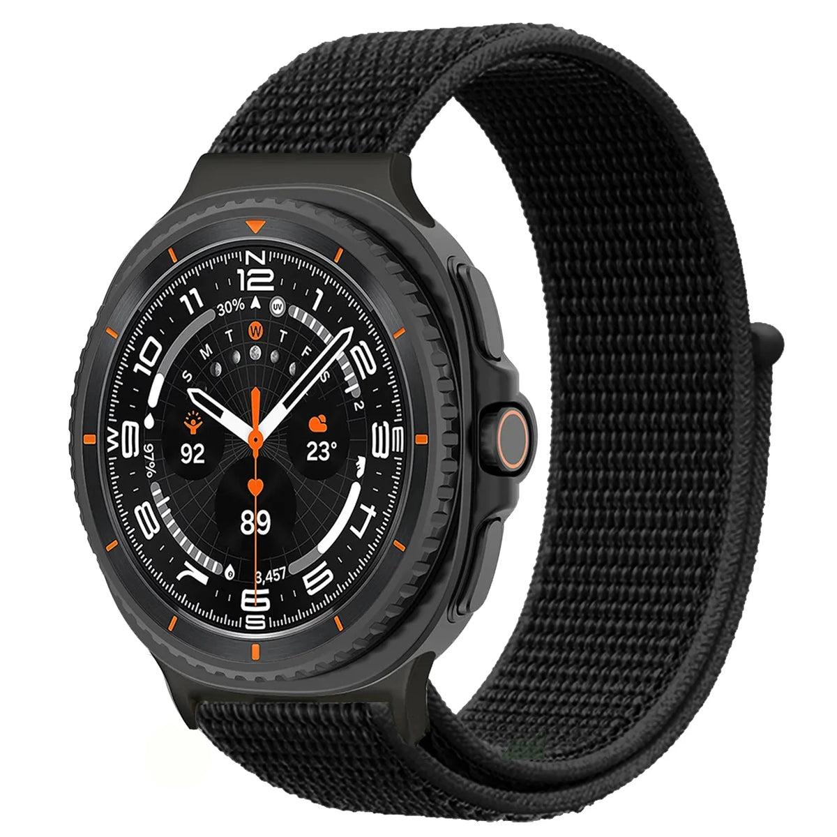 Nylon Hook-and-Loop Band in Black for Samsung Galaxy Watch8, Watch8 Classic and Watch9
