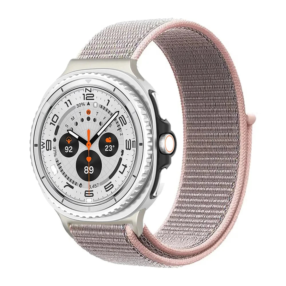 Nylon Hook-and-Loop Band in Pink Sand for Samsung Galaxy Watch8, Watch8 Classic and Watch9