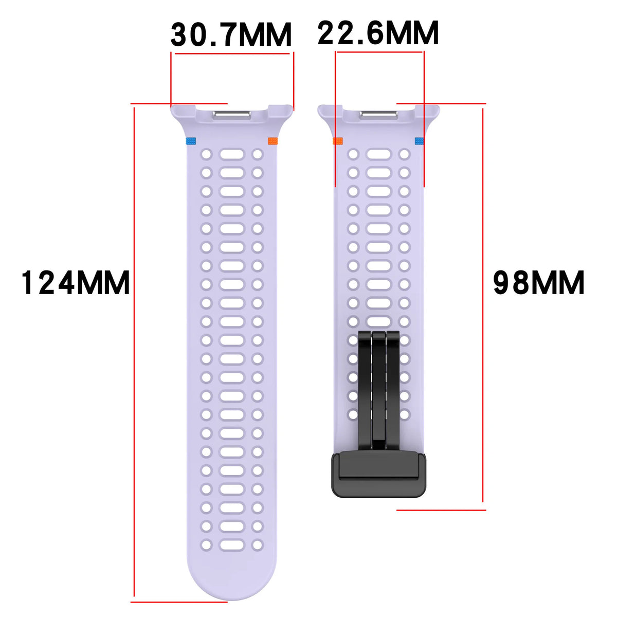 Perforated silicone strap dimensions