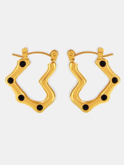 Gold Plated Stainless Steel Heart Hoop Earrings For Women — black