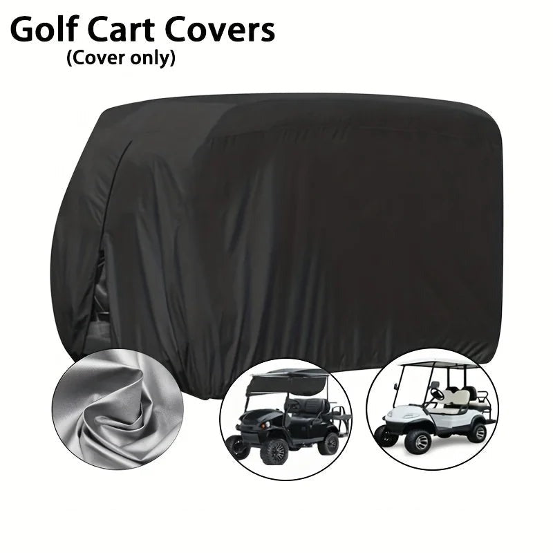 Black golf cart cover for 2 and 4 passenger carts