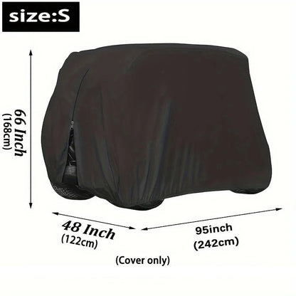 Golf cart cover size S dimensions, 95 x 48 x 66 in
