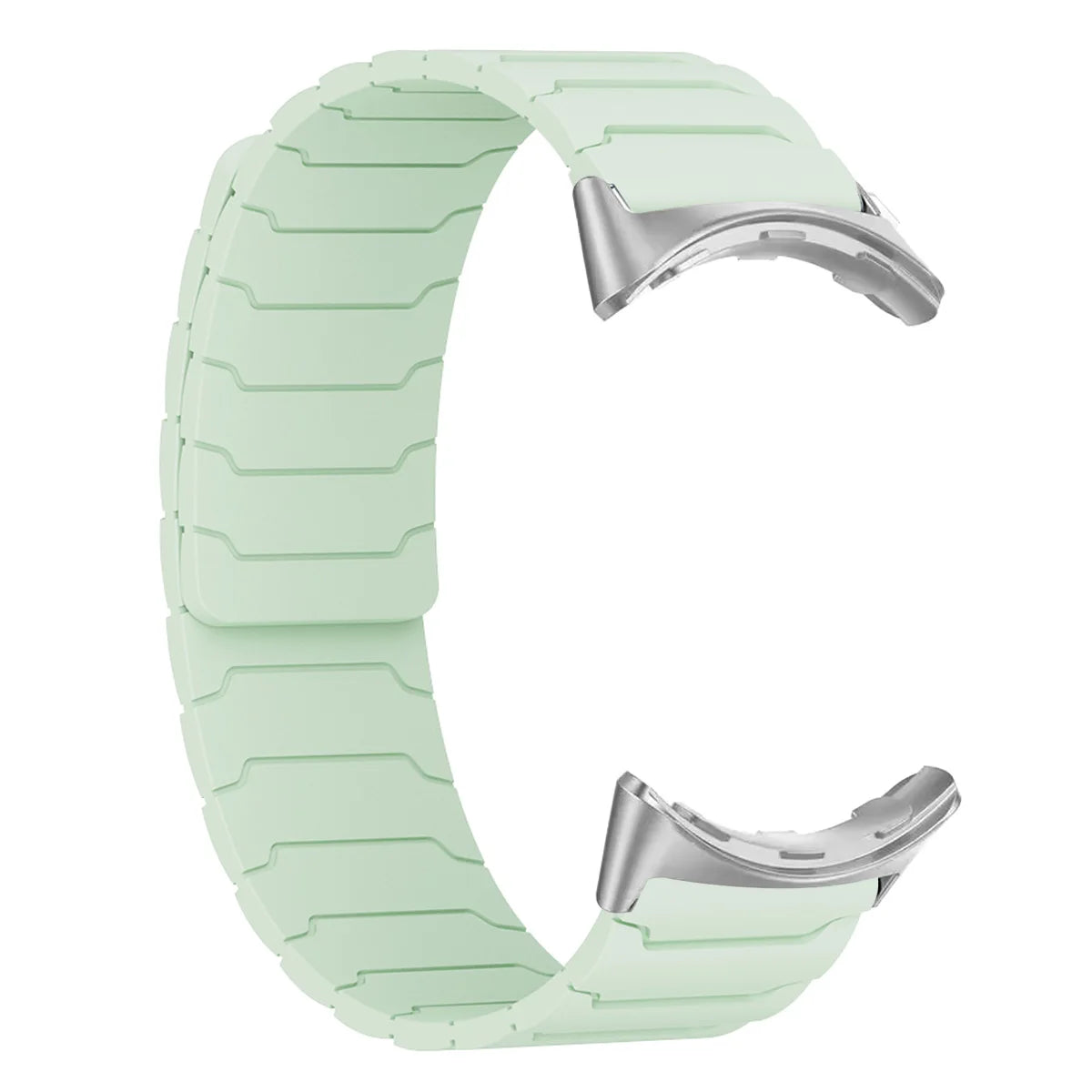 Mint green magnetic silicone band with silver connectors