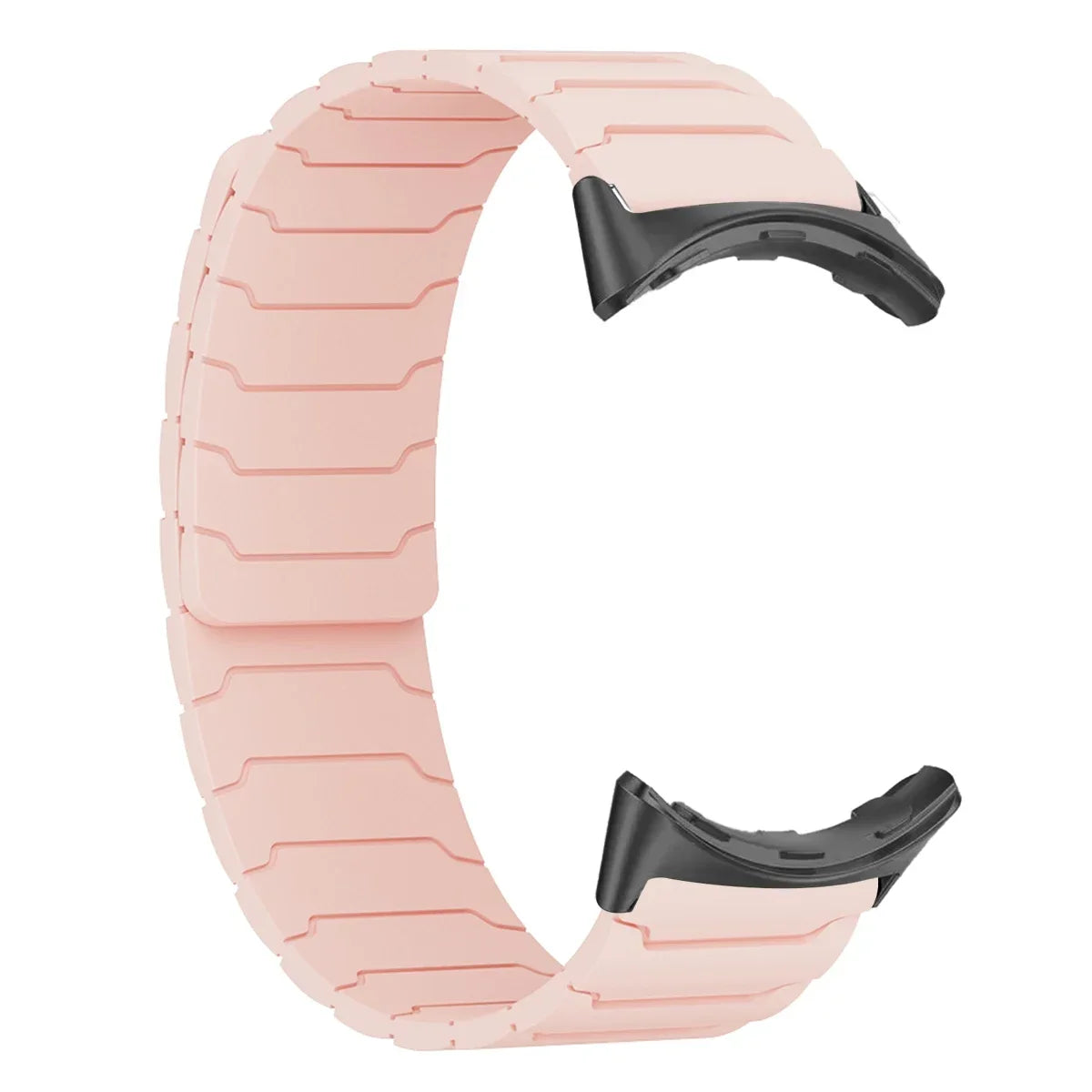 Pink magnetic silicone band with black connectors