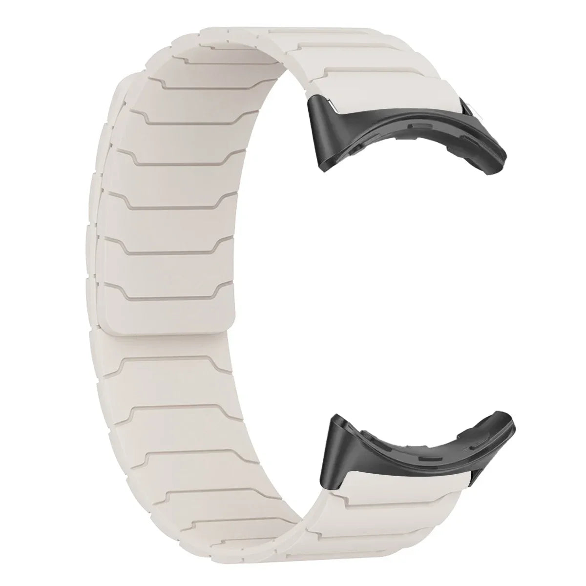 Segmented Magnetic Silicone Google Pixel Watch Band in Ivory - Black