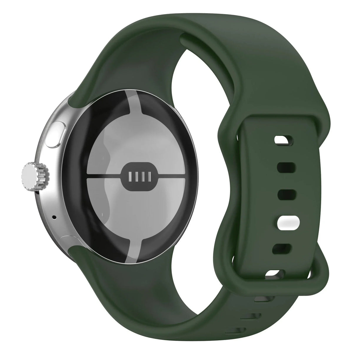 Smooth Silicone Google Pixel Watch Band - Solid Colors in Forest Green