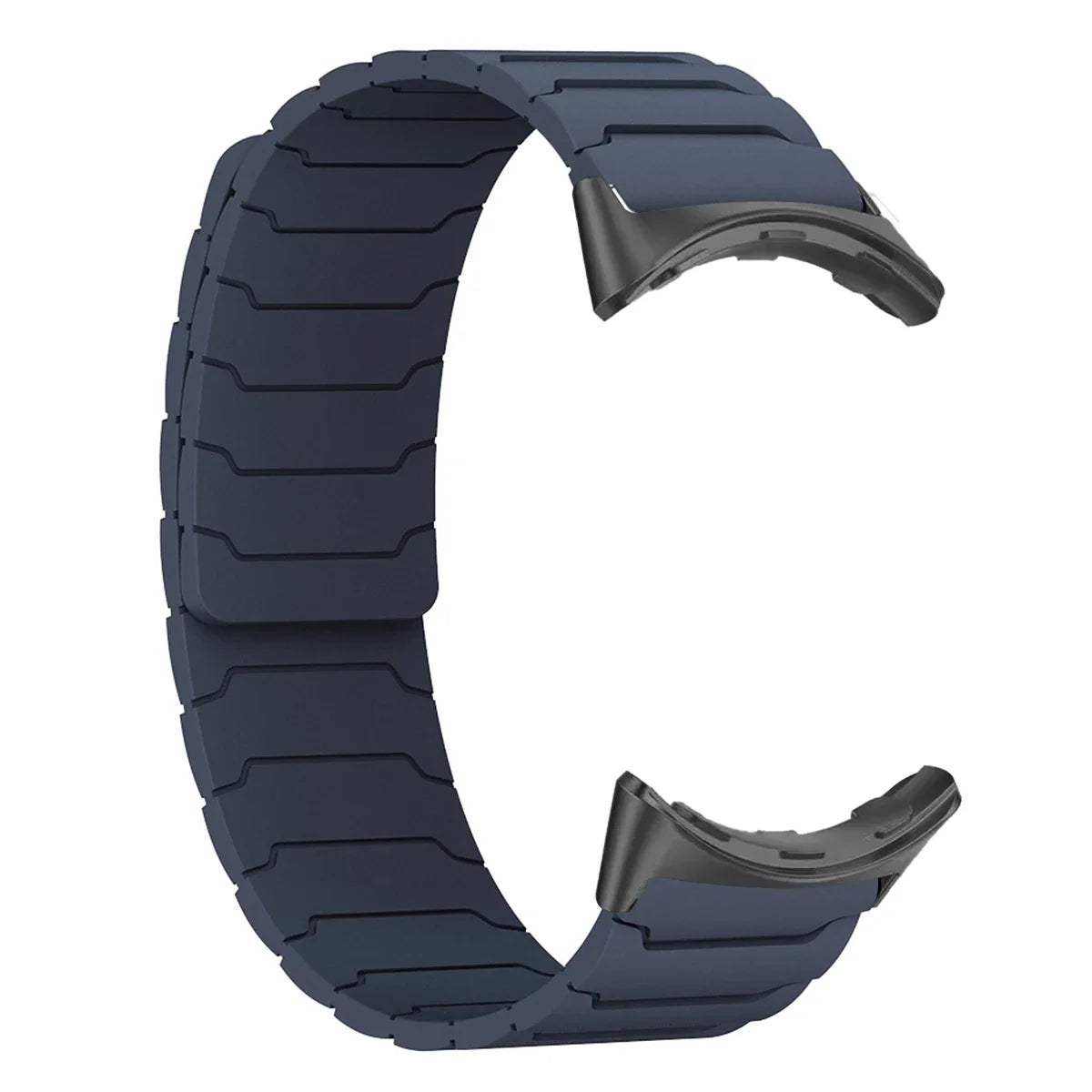 Segmented Magnetic Silicone Google Pixel Watch Band in Midnight Blue - Black