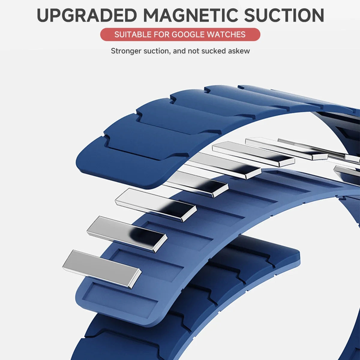 Illustration of magnets inside the segmented strap