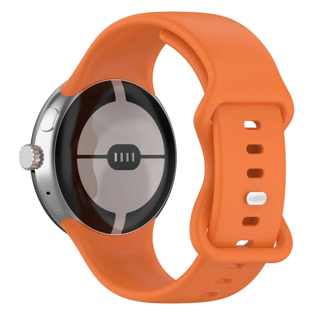 Smooth Silicone Google Pixel Watch Band - Solid Colors in Orange