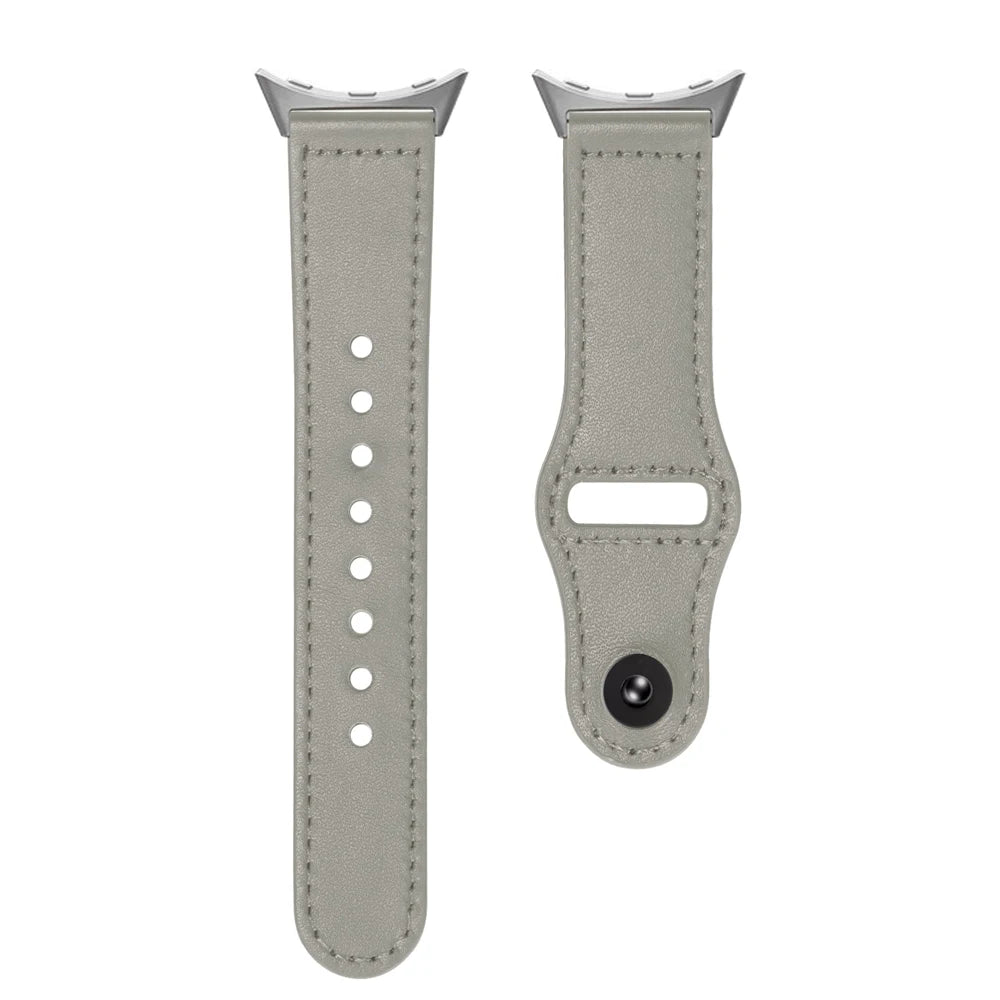 Slim Pin-and-Tuck Leather Google Pixel Watch Band in Gray