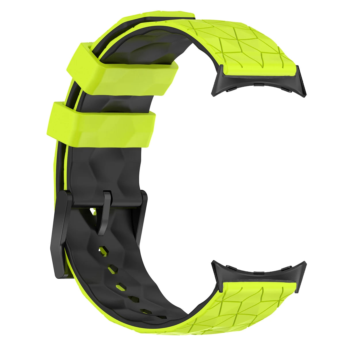 Geometric Silicone Google Pixel Watch Band - Two-Tone in Lime / Black