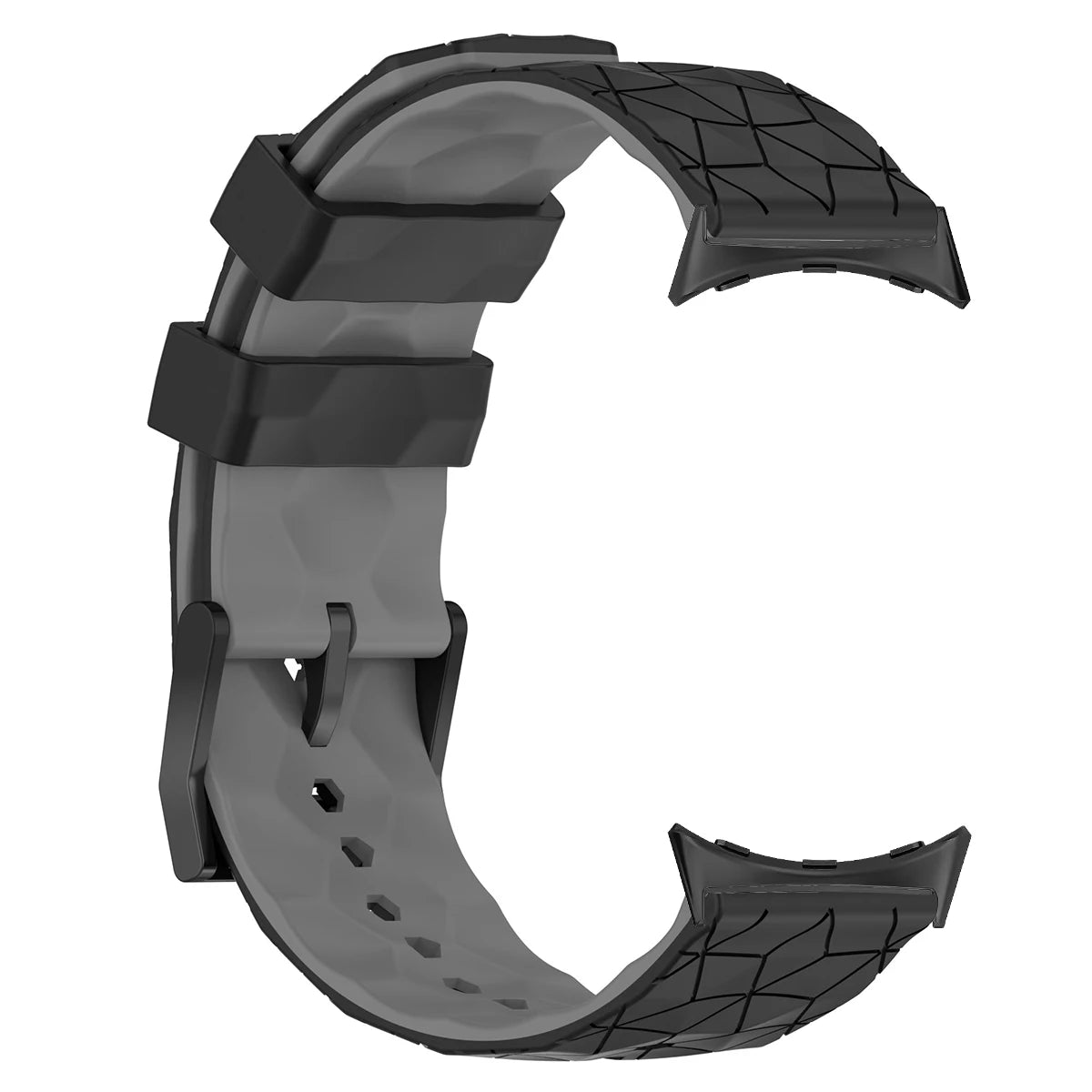 Geometric Silicone Google Pixel Watch Band - Two-Tone in Black / Gray