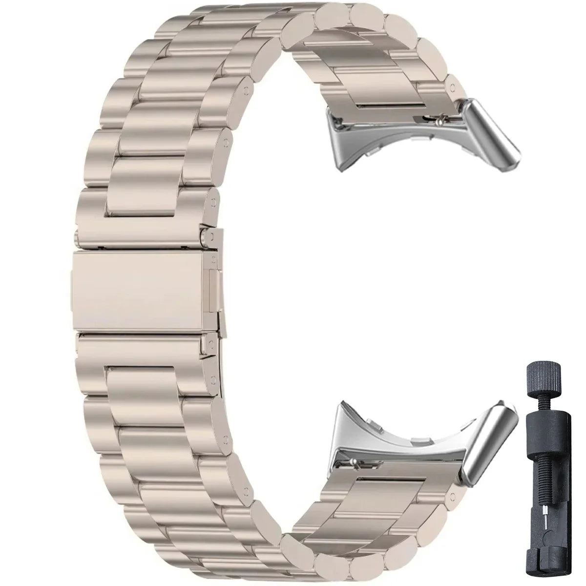 Colorblock Steel Link Google Pixel Watch Bracelet in Champagne