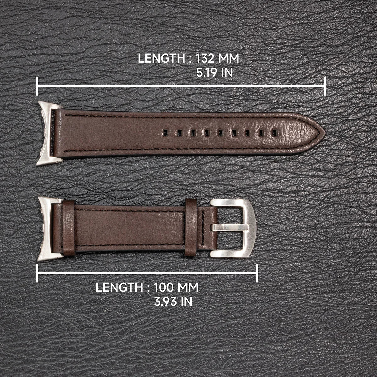 Leather Pixel Watch strap length diagram